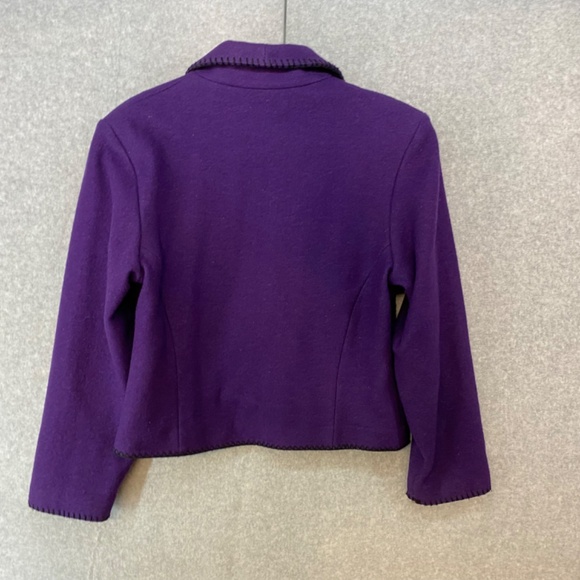 Mid-West Garment CO M/L Purple Wool Coat Vintage Cropped Stamped Buttons - Picture 5 of 7